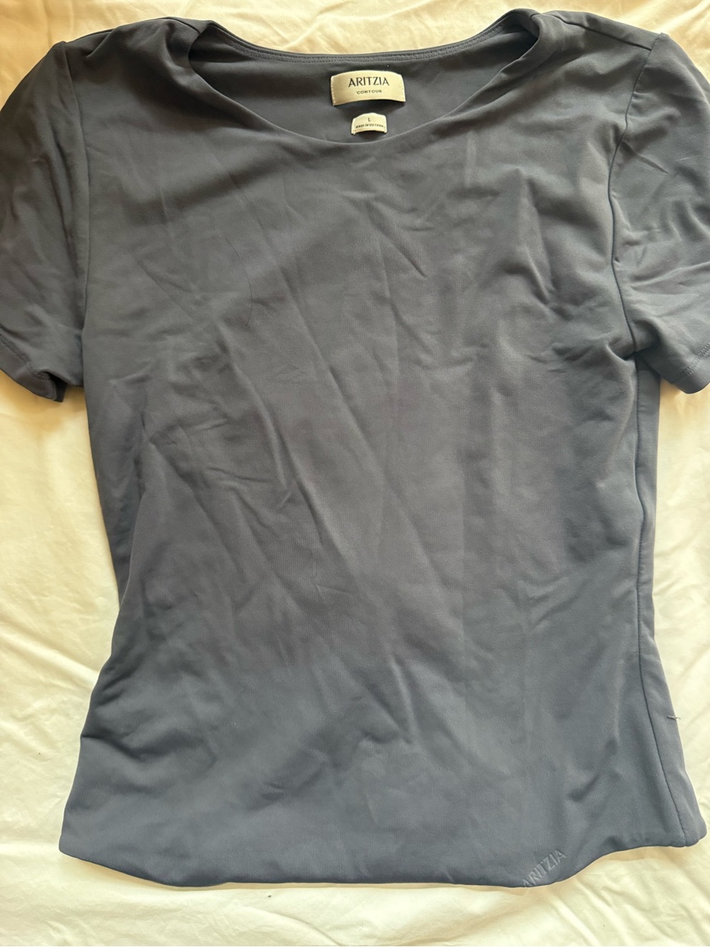 Aritzia Slate Grey Short Sleeve Scoop Bodysuit